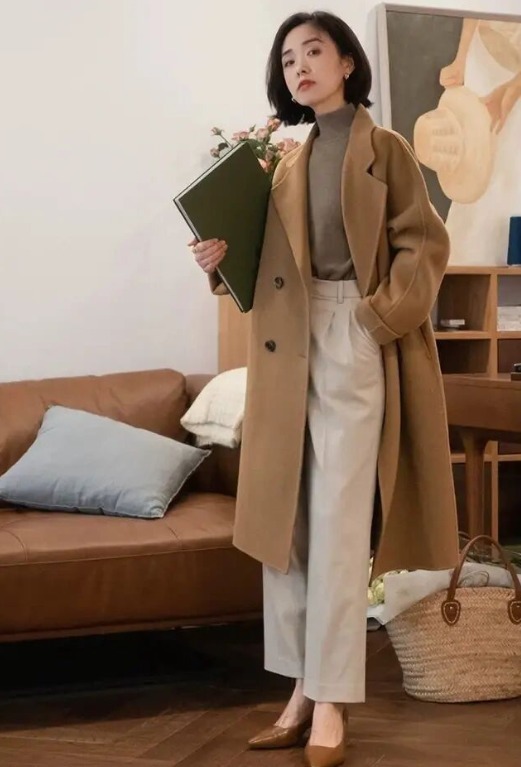 高跟鞋|不管20岁还是40岁,穿大衣少配打底裤,俗气还显老