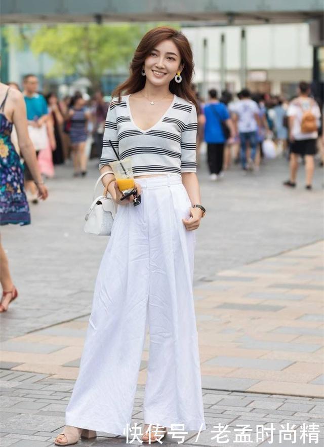 时髦|喜欢阔腿裤的美女看过了, 最后一套是真的美, 时髦又显瘦