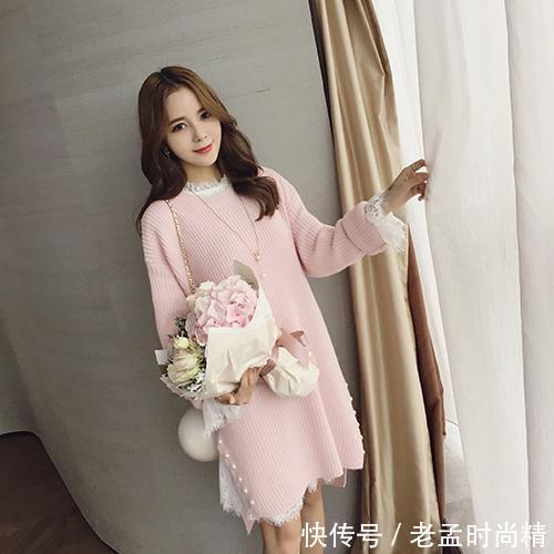 韩版|迷人针织连衣裙,性感时髦带桃花