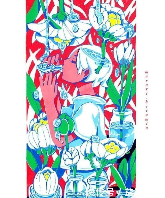 插画$哇马克笔画出水彩般效果,装饰感太强了,简单又漂亮,收藏