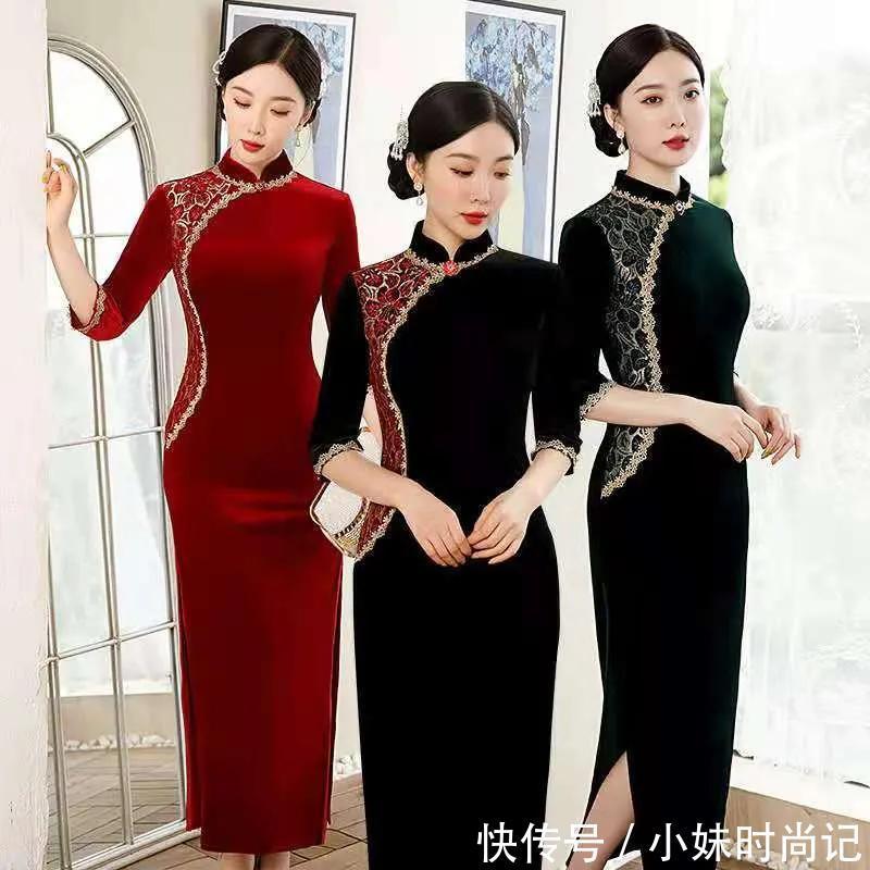 女子|秋冬时尚款优雅金丝绒现代改良旗袍,穿出的是味道,描摹的是风情