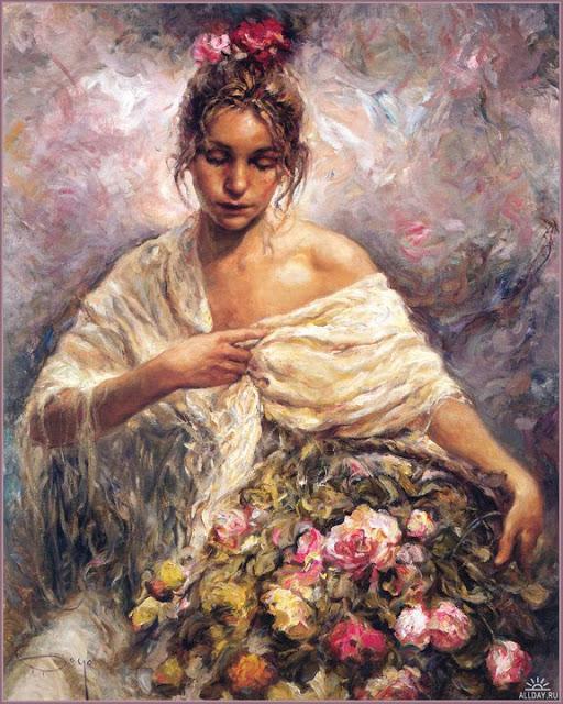 西班牙!千人一面的现代型美女;西班牙画家Jose Royo写实人物油画