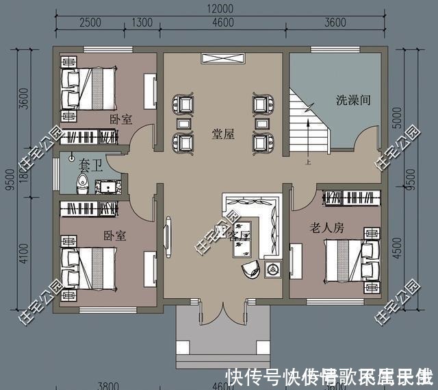 农村|宽12米,长10米地,怎么设计2层带堂屋的农村别墅呢!