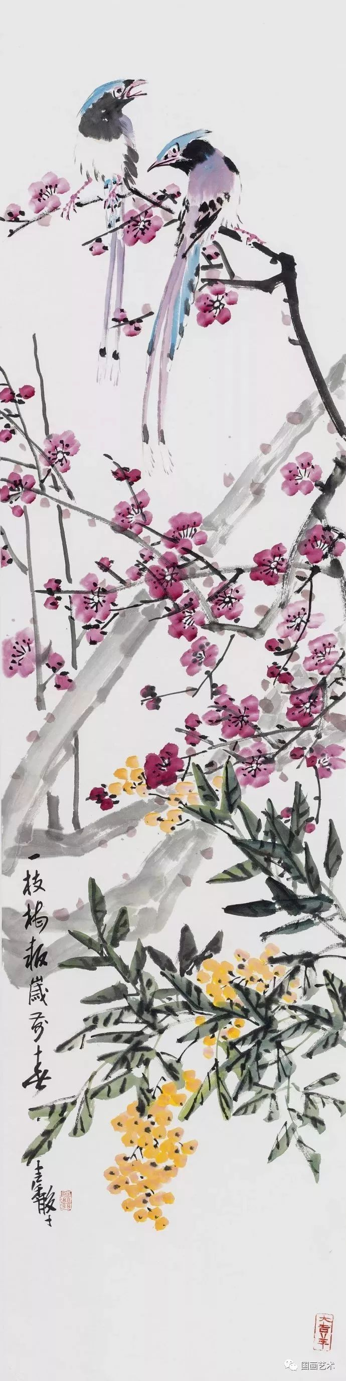 这组花鸟画，如春风拂面，春意盎然