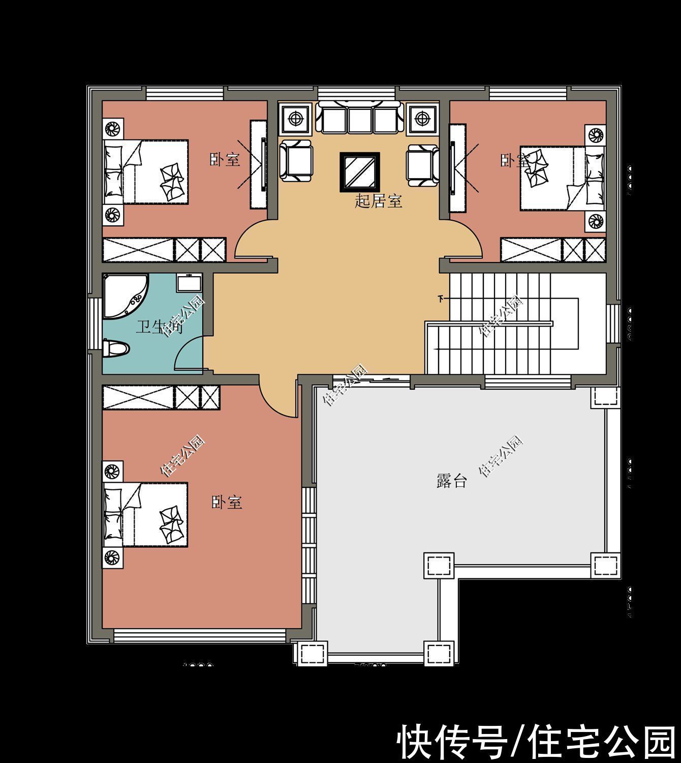 平面|分享10套带落地窗的别墅图,农村房子这么建,谁还稀罕去城里?