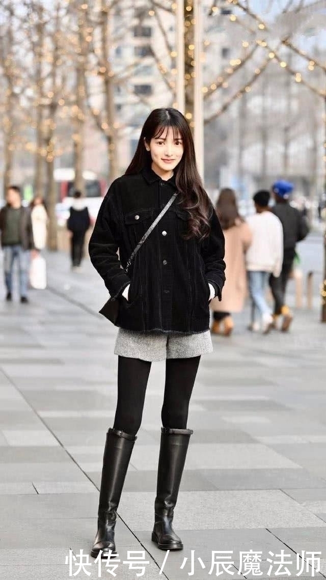 长筒靴|炸街穿搭,长筒靴搭配打底裤,轻松穿出时尚达人气质