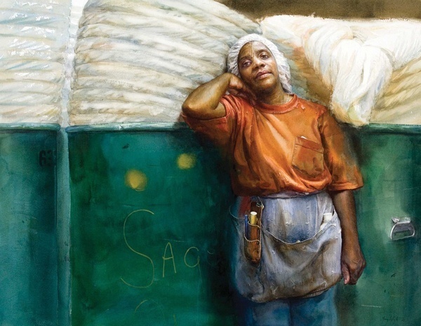 画标$美国水彩人物画家玛丽怀特:一张A4大小的水彩画标上万美元