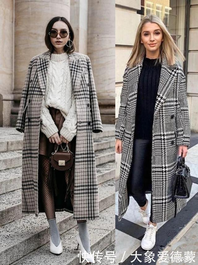 单色|别总穿单色大衣,今年火了“格子大衣”,叠穿针织衫太洋气了