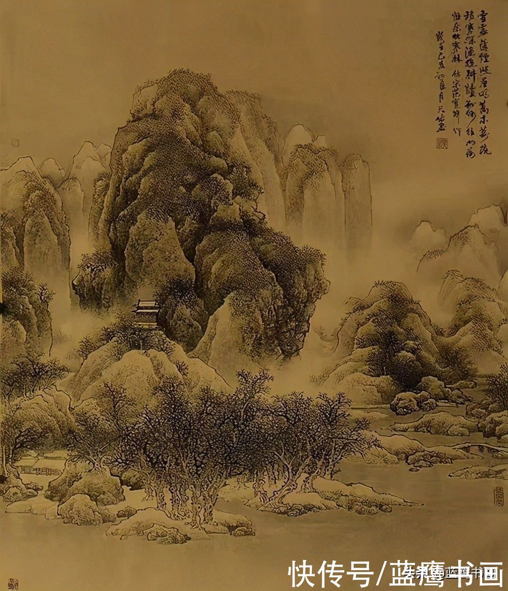 醉意|杨天佑仿古山水画与题诗欣赏：不负好时节，醉意踏歌行