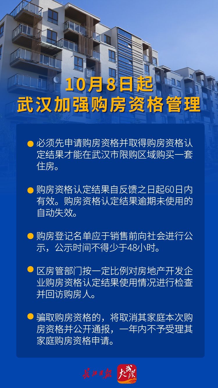 购房资格|10月8日起，武汉加强购房资格管理