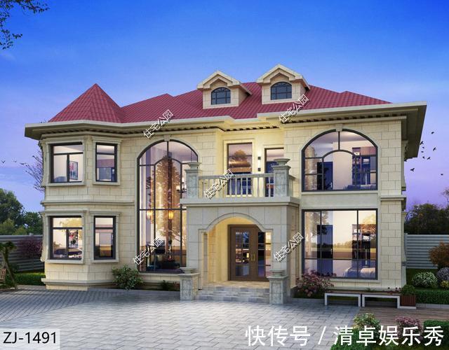 新年|旋转楼梯配挑空客厅，16×12米农村别墅，新年新家就要这样