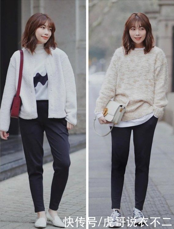 针织衫也有大讲究，她的“早春温柔风”搭配模板，照穿成日系女神
