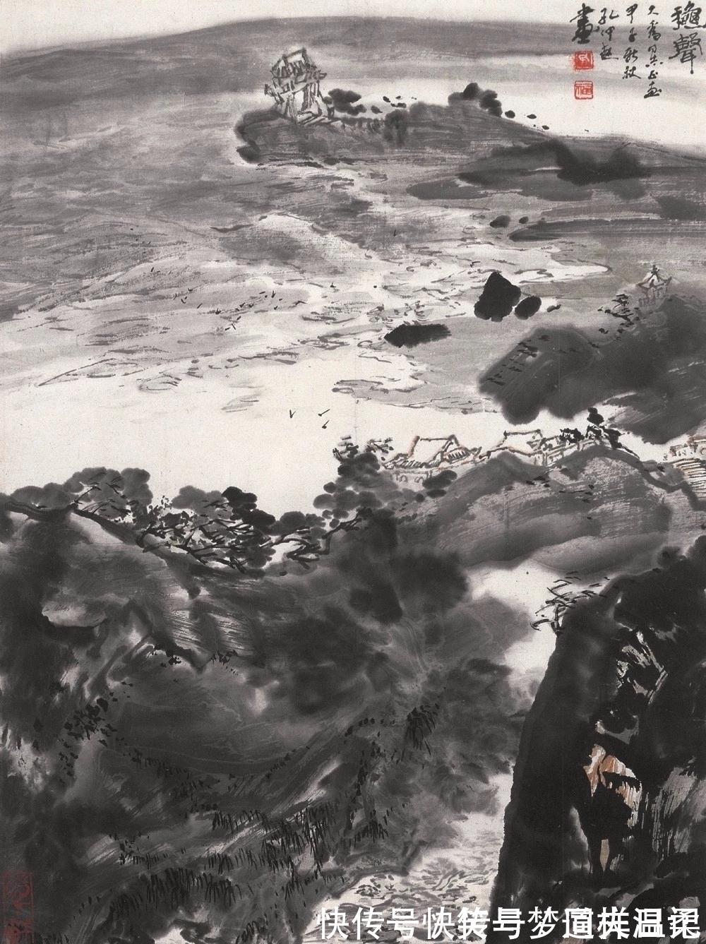 作品&他的国画作品,画面之中气势犹如千军万马,挥笔泼墨酣畅淋漓