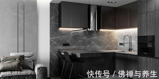 餐厨|现代两居,仅以黑灰两色,就打造出十足的高级感!