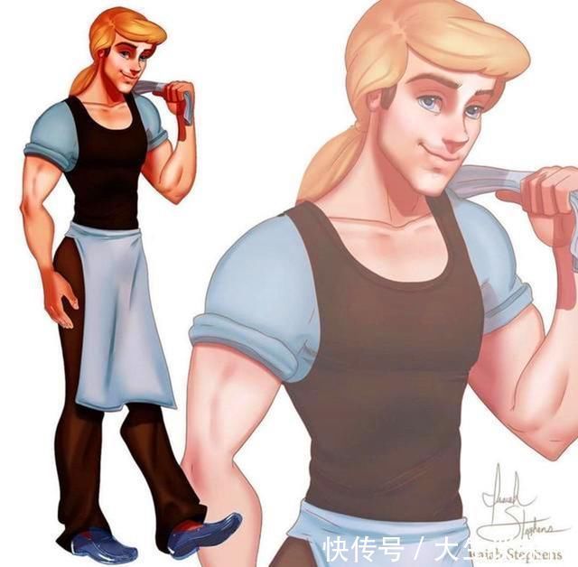 迪士尼公主|当迪士尼公主“性转”后,美人鱼变肌肉男,爱洛化身粉色系大叔