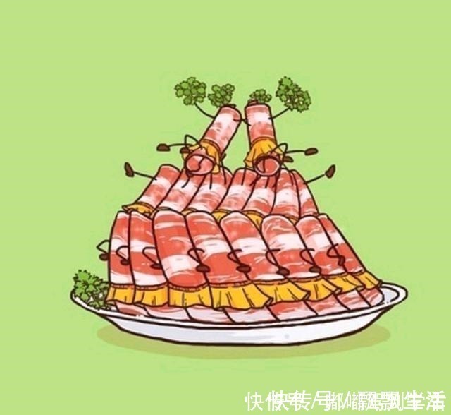 红烧肉|如此有趣可爱的美食插画,真的不得不佩服插画师的脑洞
