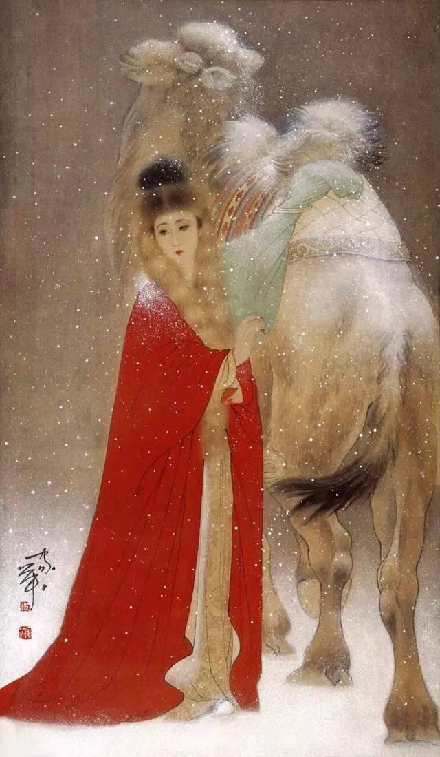 工笔画|国画:何家英画笔下的怜怜女儿态,不同寻常的美感!