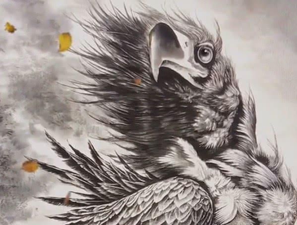 国画|他画一只巨雕霸气十足，被批评画皮不画骨，没有国画艺术性