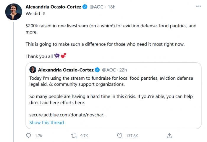 出征|网红众议员AOC再次出征Twitch：为新冠援助工作筹到20万美元