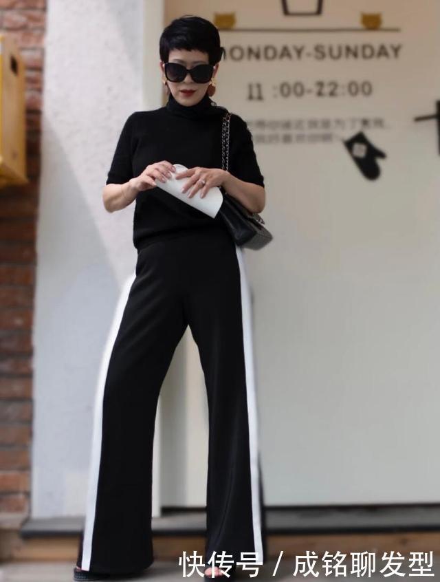 高跟鞋|女人60岁“算”老吗？这位短发博主穿搭时尚减龄，气质不输年轻人