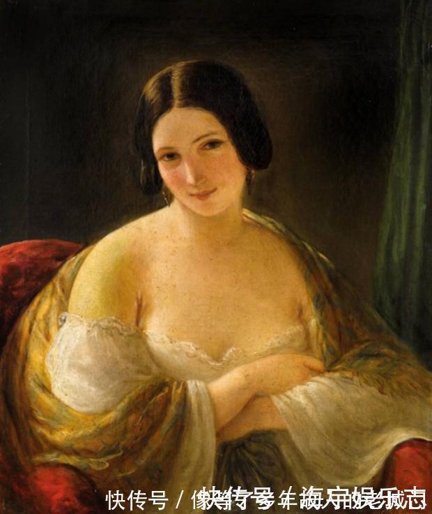 肖像画$体态丰满妩媚的意大利女性人体油画,脸若桃花,温香艳玉之貌