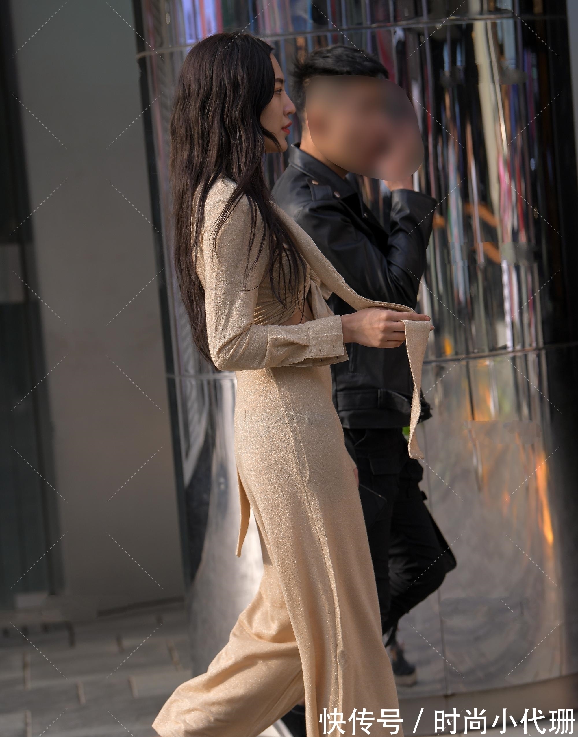 慵懒风 米黄色细闪慵懒风套装,轻松随意,优雅懒散的时尚穿搭