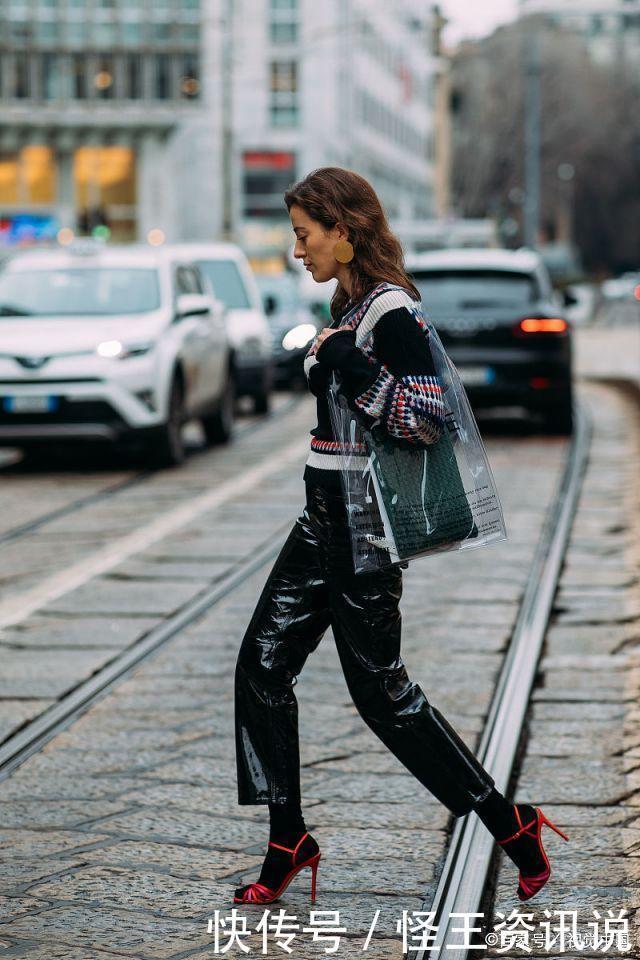 简单又大方的冬季最美穿搭,皮衣混搭细高跟,不仅不丑还很新潮!