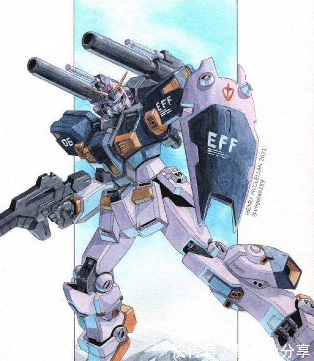 高达|机动战士高达插画,新安洲怎么被烤焦了