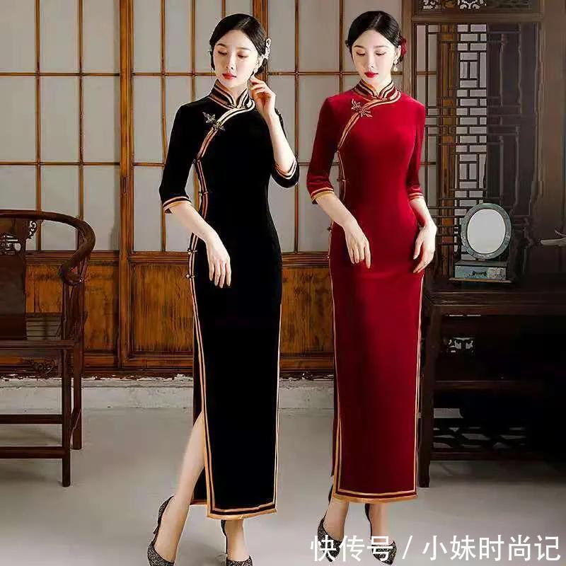 女子|秋冬时尚款优雅金丝绒现代改良旗袍,穿出的是味道,描摹的是风情