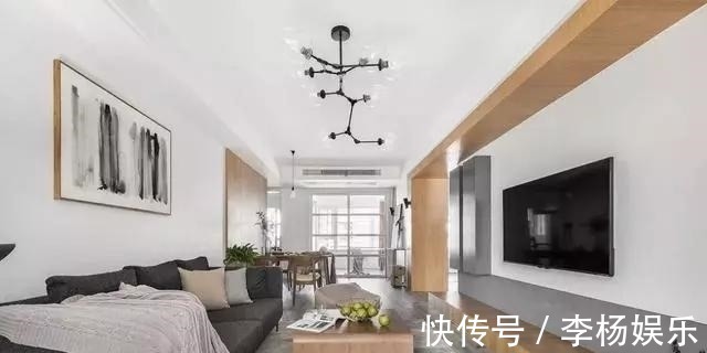 木色|120㎡3房2厅户型装修图,白色、木色与灰色的搭配,真时尚!