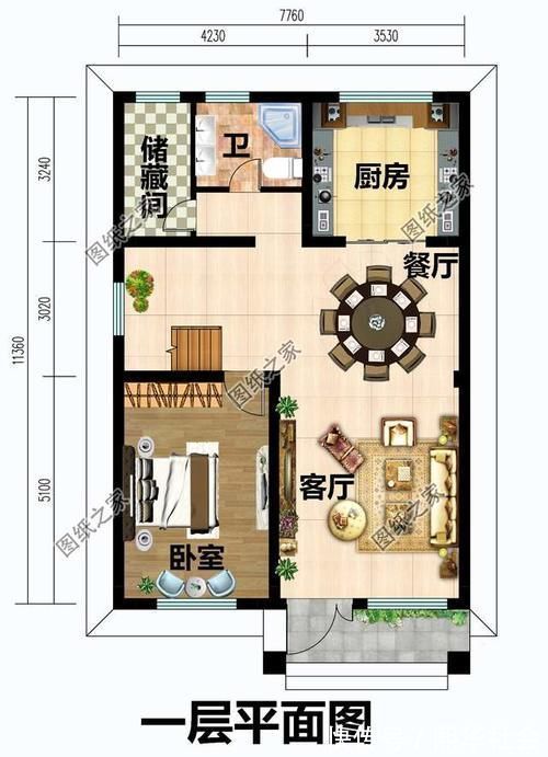 别墅|农村自建房设计图，两开间的户型也可以盖的很大气，清新有范