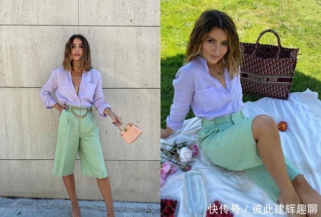 周涛都这么时髦了?绿色衬衣配伞裙,马尾用5毛钱皮筋扎出新花样