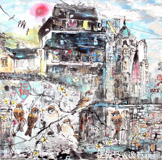 x90@「画作欣赏」岁华绘花又绘鸟,时光爱鸟更爱人,余国城画作欣赏