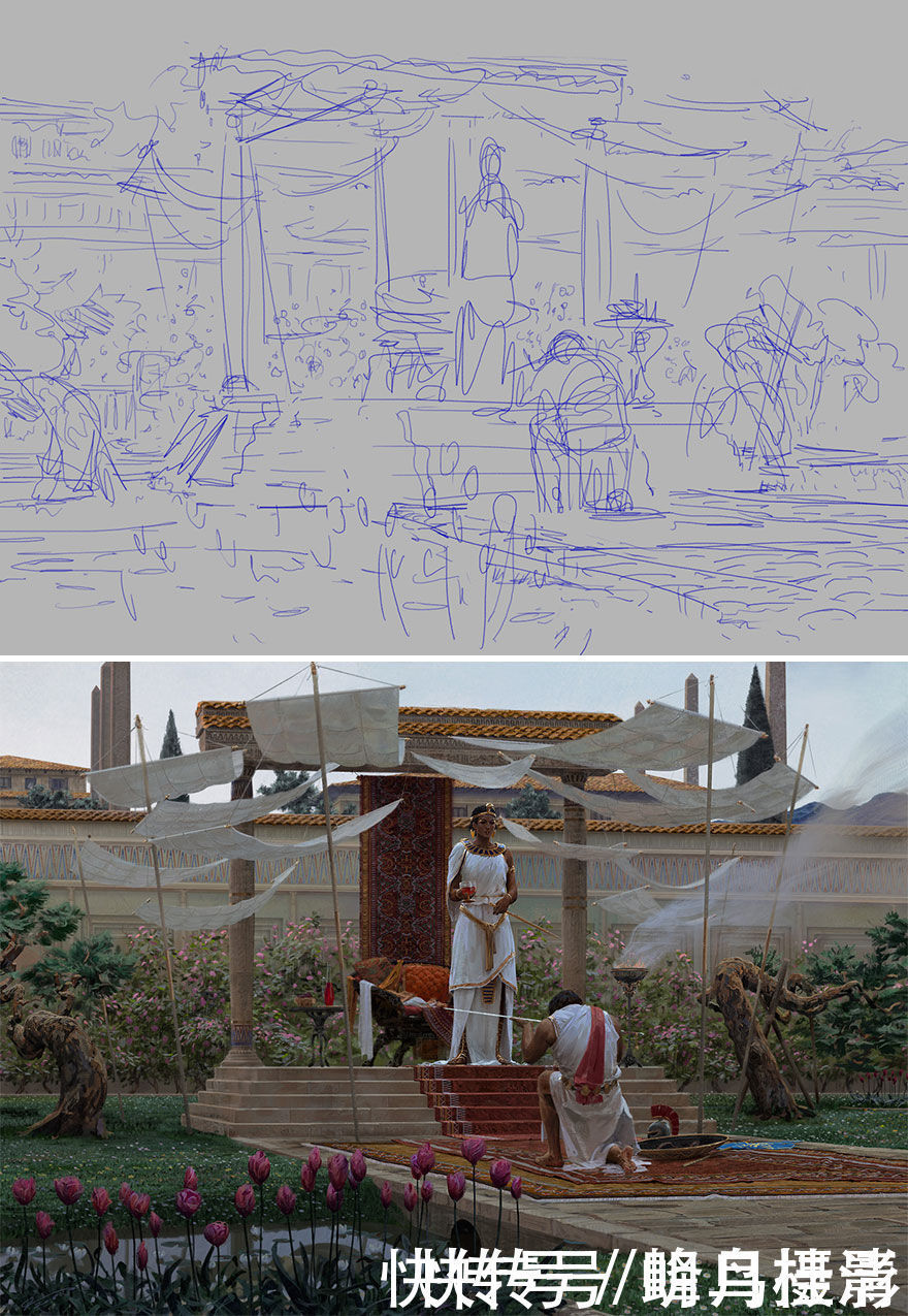 初稿|27个初稿与成品对比照,前后差距太大,网友:这是同一副画吗