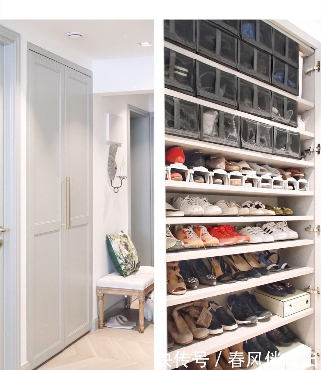 鞋子|我家0.4㎡玄关柜，可以轻松塞下100双鞋，门口再也不堆鞋了