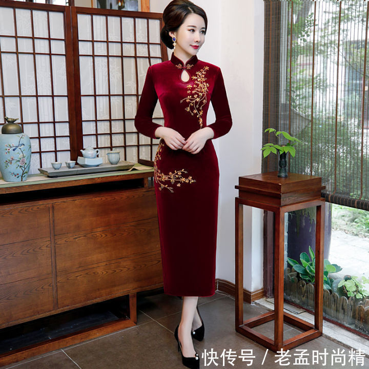 金丝绒|惊艳秋日的金丝绒旗袍,才能展示最优雅的东方美!