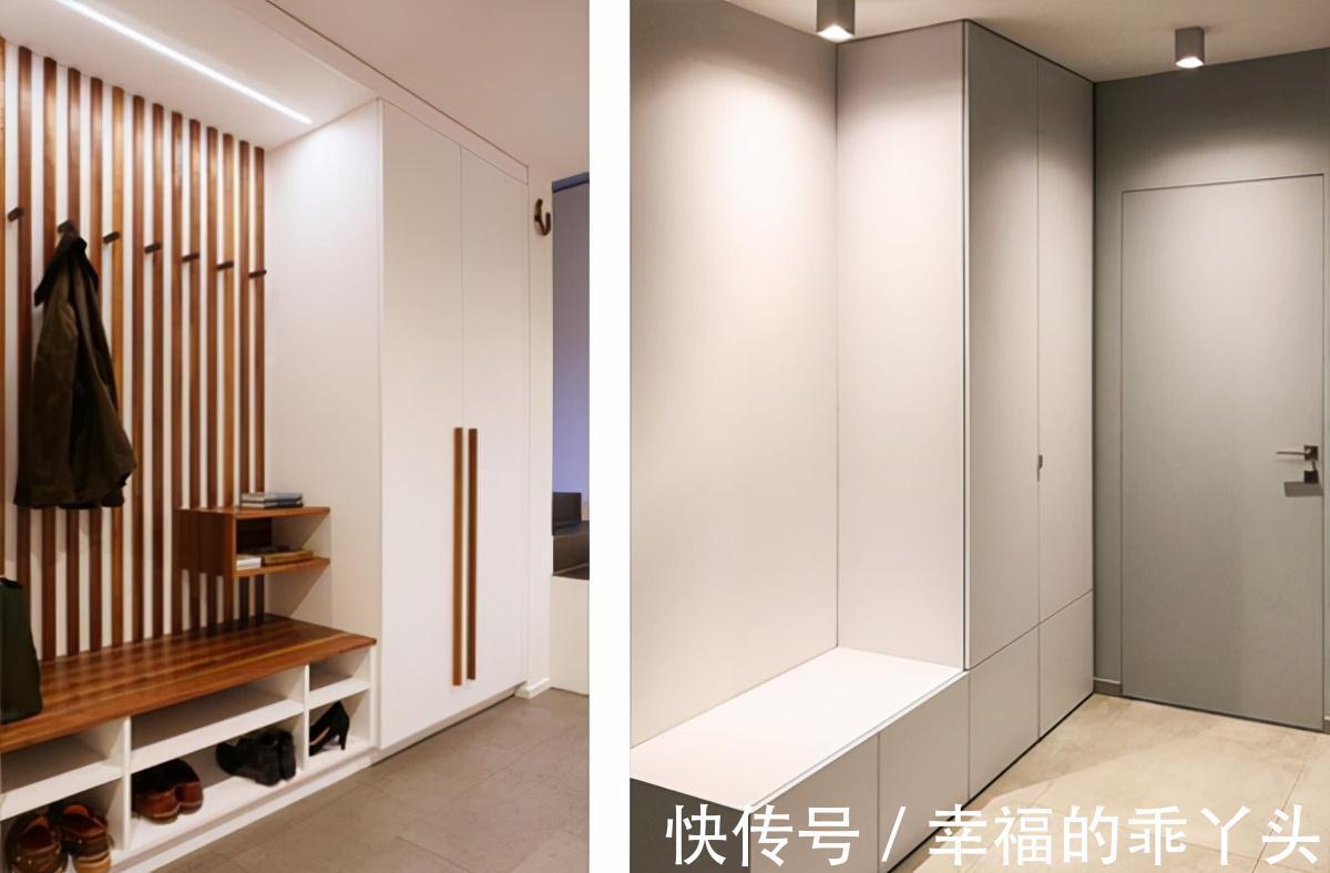 小提示|玄关柜别乱装,柜体留空做T字型布局,堪比一个衣帽间,值得学习