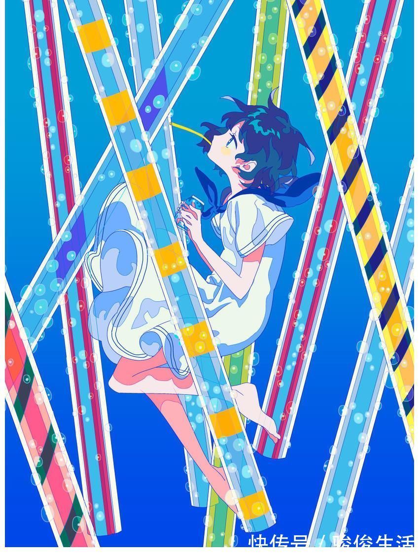 色彩|清爽的夏日插画，斑驳光影的融入，更是增添了绚丽色彩