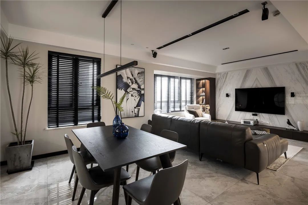 床头|114㎡现代,朴素简雅的空间,黑白配的设计,稳重端庄有档次