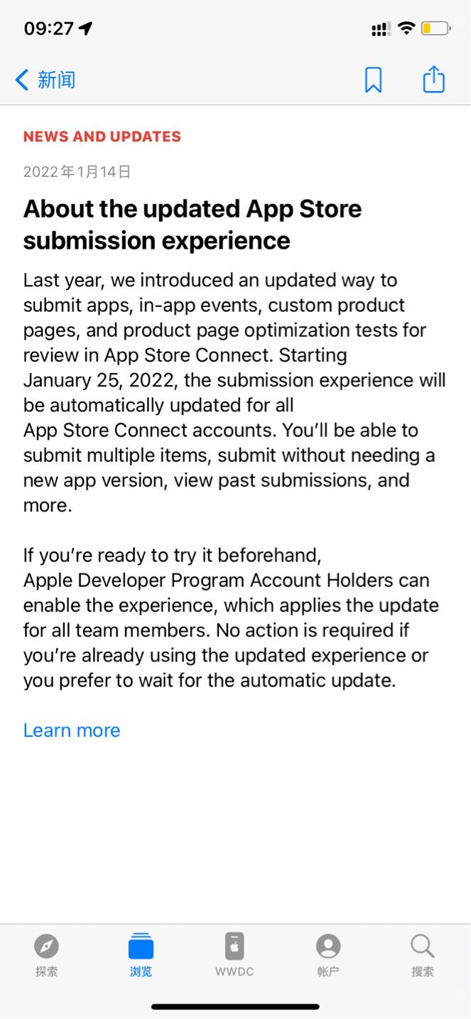 开发者|苹果： App Store 提交体验1月25日更新，允许同时提交多款App