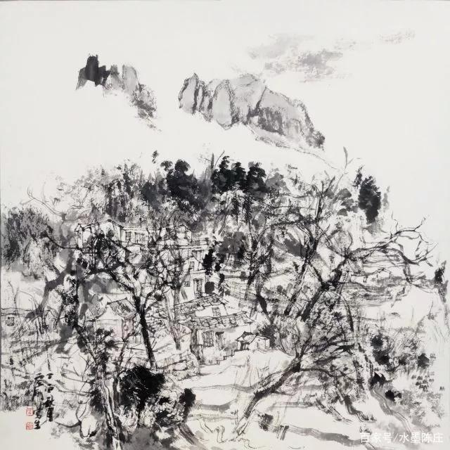 山水画家！最讲笔墨构造的山水画家｜白云乡水墨写生