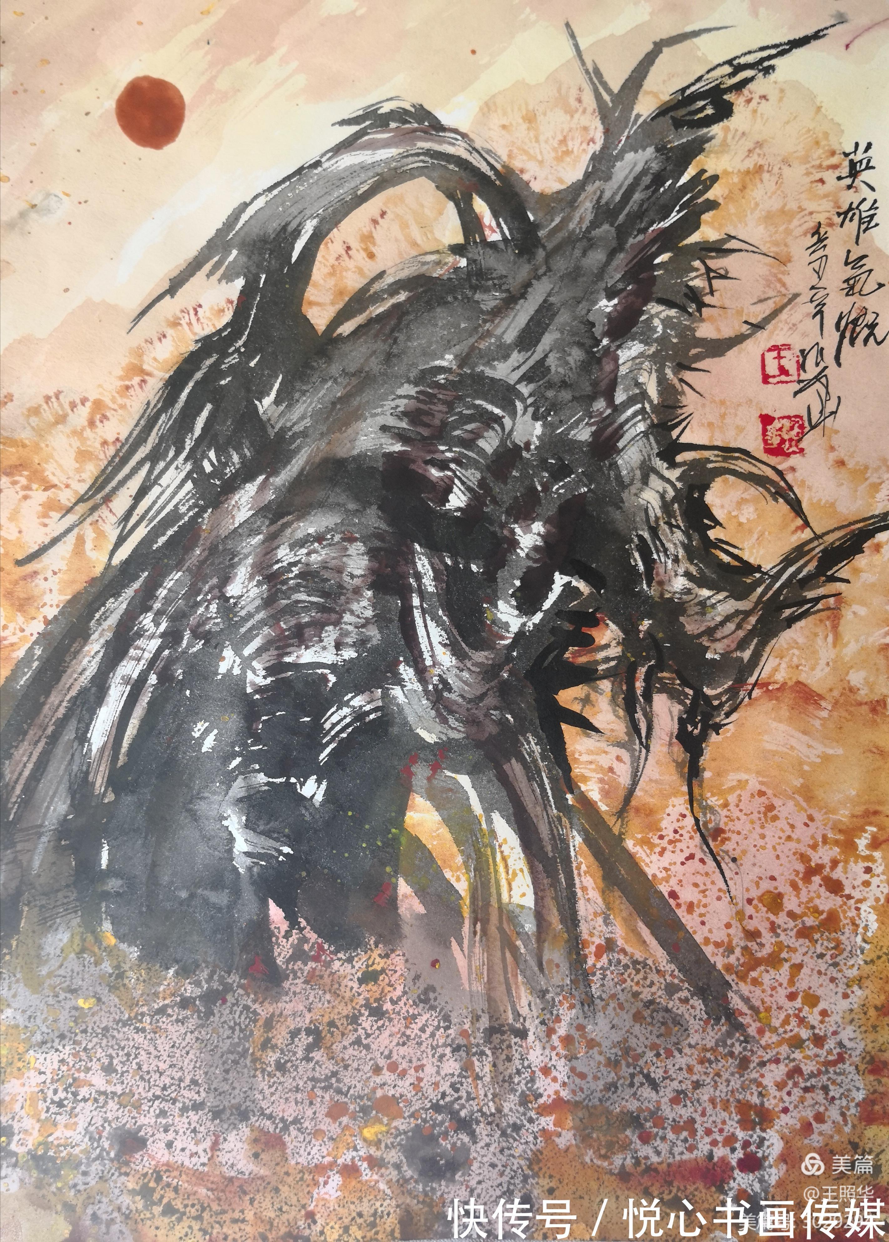 大漠英雄!中国鹰王、胡杨大师王照华虎年迎春新作《大漠英雄》