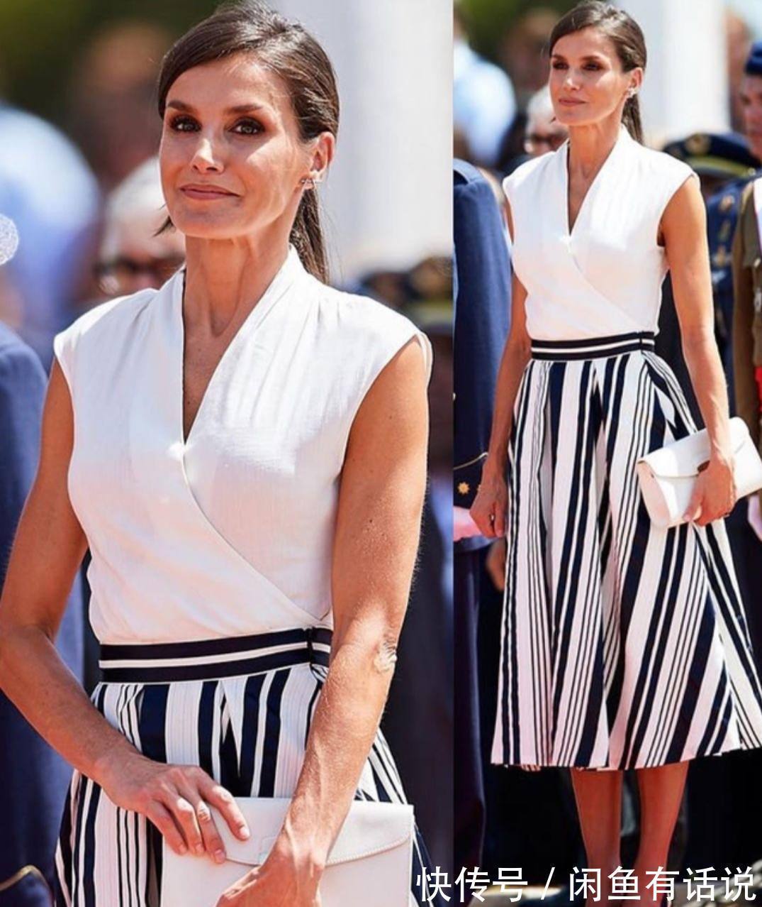 莱后|西班牙王后90斤都不到，身形消瘦气质却高级，衬衫搭半裙真加分