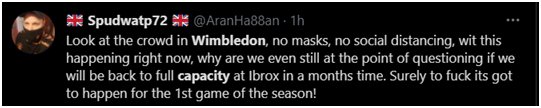 開(kāi)賽|溫網(wǎng)開(kāi)賽，觀(guān)眾“全場(chǎng)坐滿(mǎn)”且不戴口罩，網(wǎng)友擔(dān)憂(yōu)：“疫情結(jié)束了嗎？”