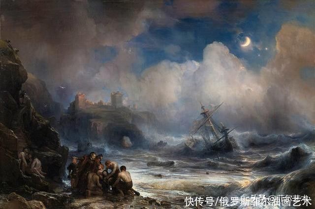 浪漫主义！法国画家让·安托万·西奥多·德古丁海战、海景油画艺术作品欣赏