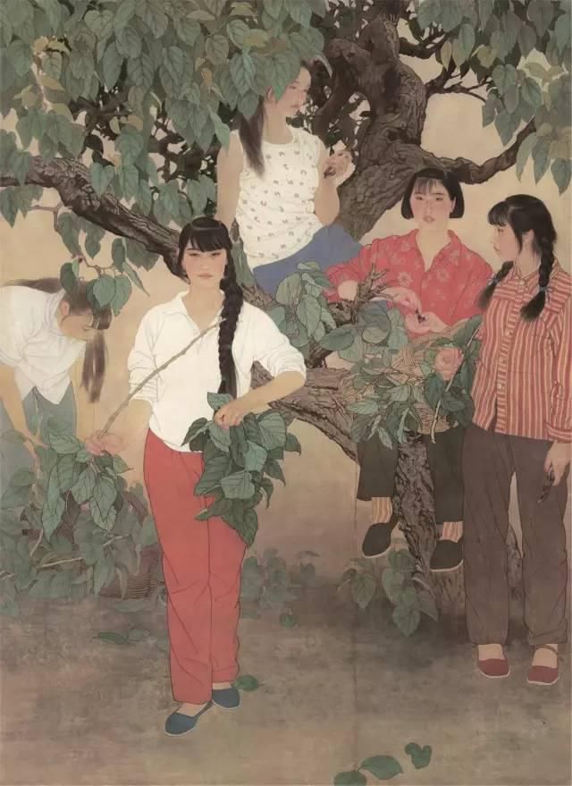 工笔画|国画:何家英画笔下的怜怜女儿态,不同寻常的美感!