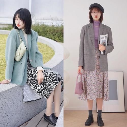 半身裙 秋天穿对了“西装+长裙”有多美？多参考时尚博主穿搭经验，实用