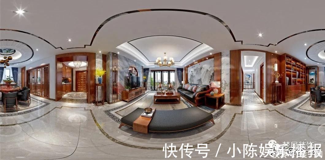 中式风|255平中式风装修案例，于空间变化中感受中式雅致家居