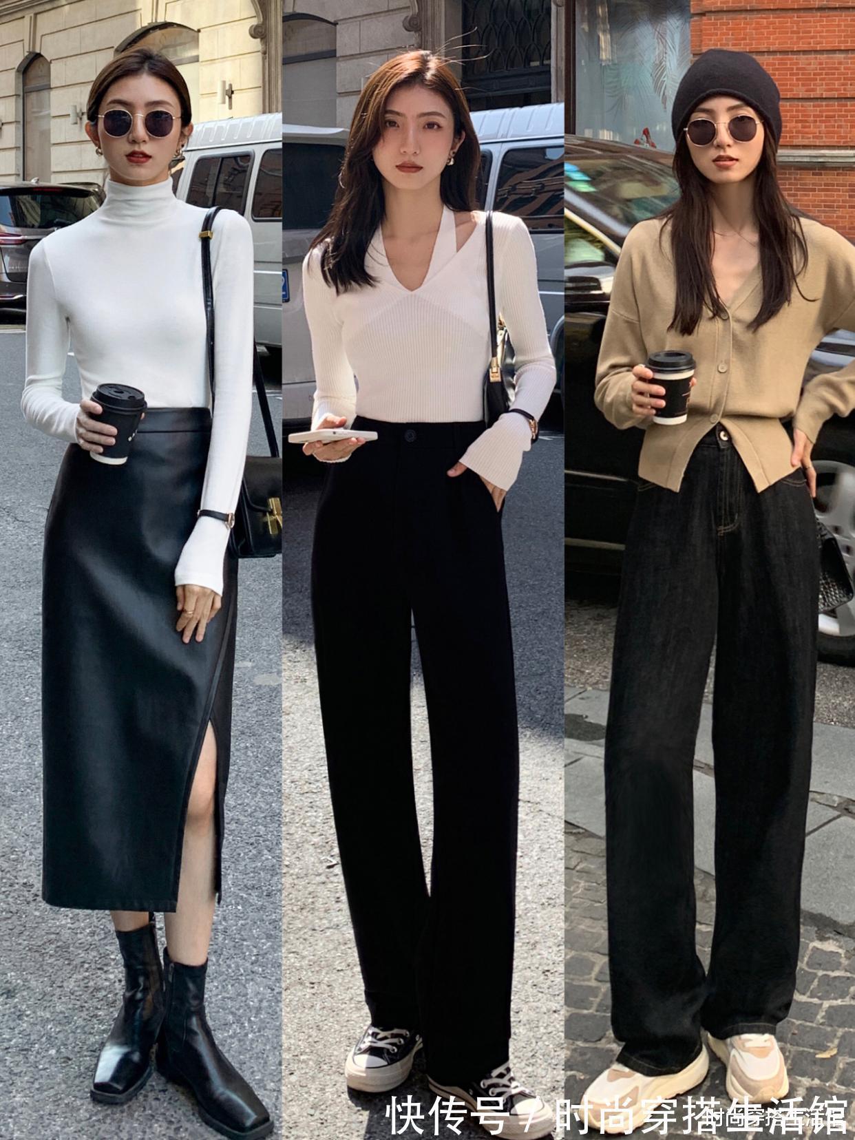 针织衫|冬天穿针织衫,怎么搭配外套和裤子?看她就知道了