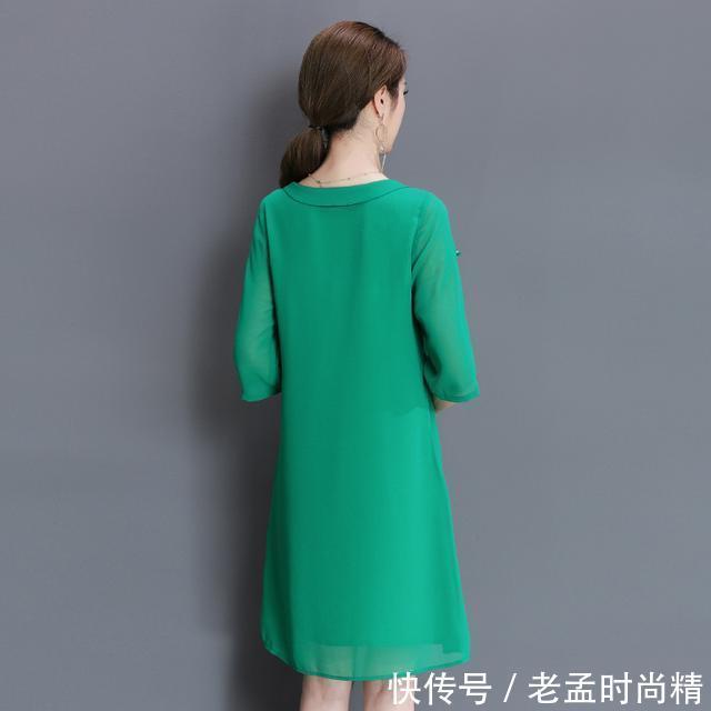 雪纺连衣裙 适合80后女性印花连衣裙,高贵名媛显气质,秀出好身材